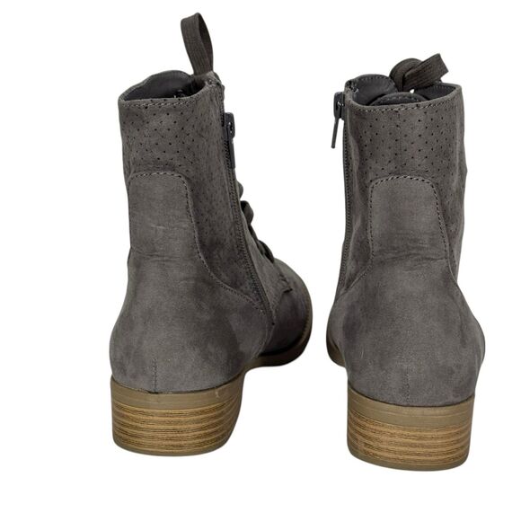 Report Lace Up Gray Perforated Suede Combat Ankle Boots Sz 7 - Picture 2 of 8
